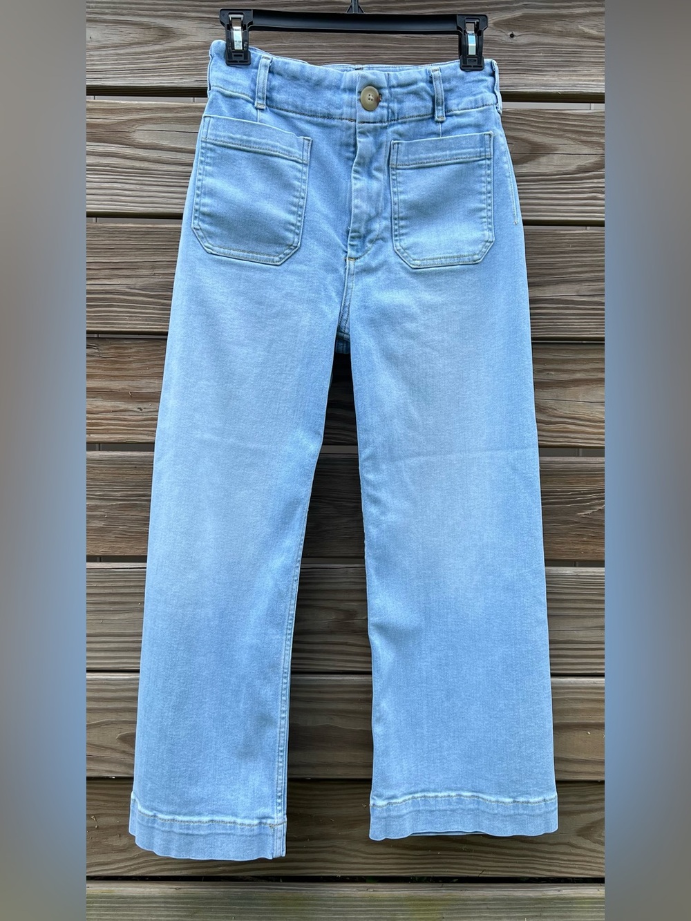 Anthropologie Maeve Colette High-Rise Wide-Leg Cropped Jeans SZ 27 Light Wash
